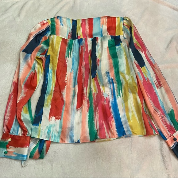 New! Milly Watercolor Brushstroke colorful Top In Multi 28136 - Picture 6 of 13